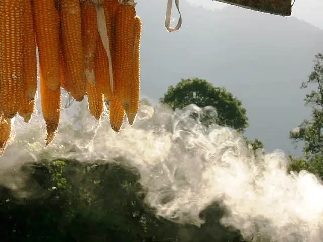 The rising smoke of incense Image